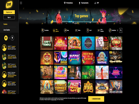 Zet Casino Software Screenshot
