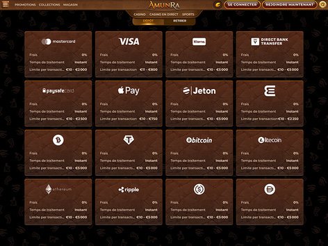 Amunra Casino Cashier Screenshot