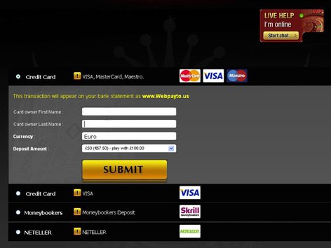 All Wins Casino Cashier Screenshot