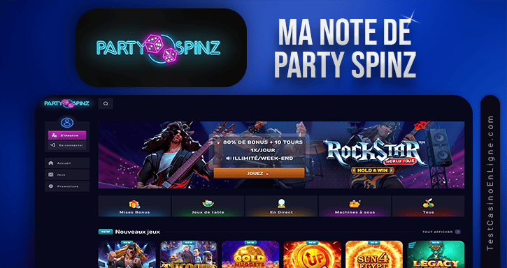 note et recommandation de party spinz casino