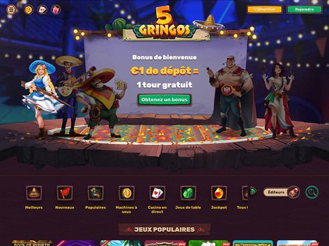 5Gringos Casino Website Screenshot