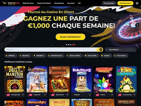Boomerang Casino Website Screenshot