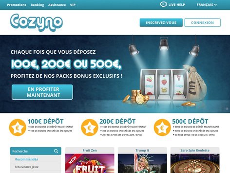 Cozyno Casino Website Screenshot