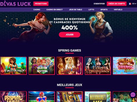 Divas Luck Casino Website Screenshot
