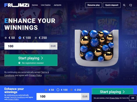 Frumzi Casino Website Screenshot
