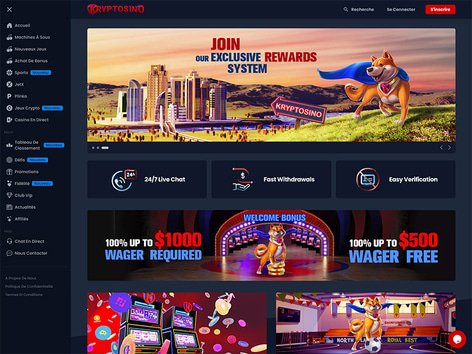 Kryptosino Casino Website Screenshot