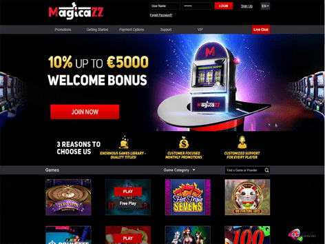 Magicazz Casino Website Screenshot