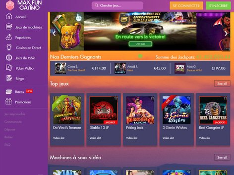 Max Fun Casino Website Screenshot