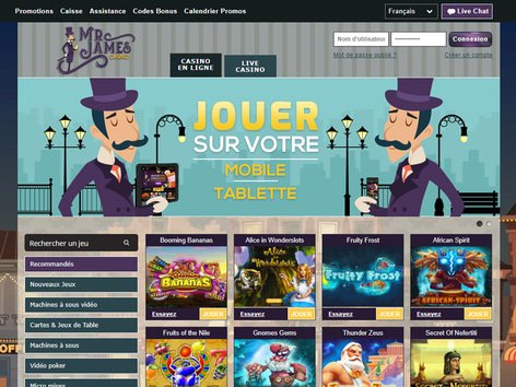 MrJames Casino Website Screenshot