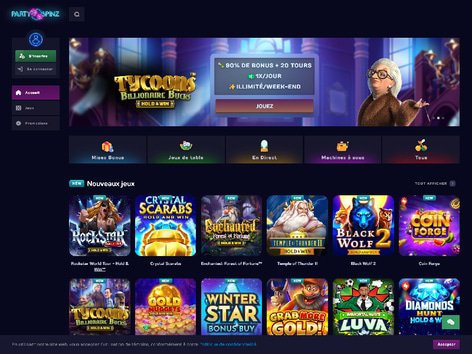 Party Spinz Casino Website Screenshot