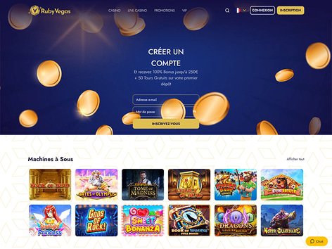 Ruby Vegas Casino Website Screenshot