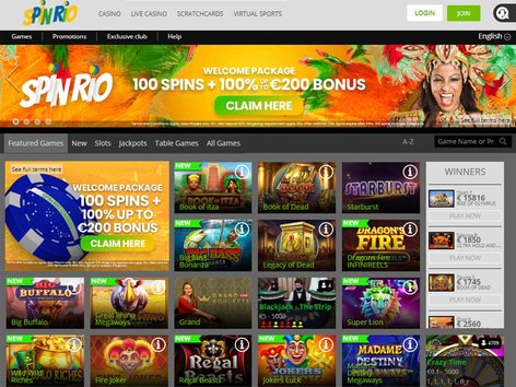 Spin Rio Casino Website Screenshot