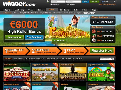 Winner Casino Website Screenshot