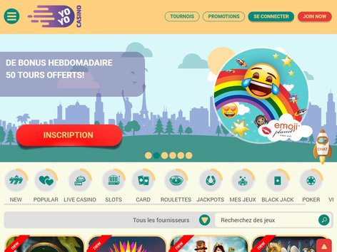Yoyo Casino Website Screenshot
