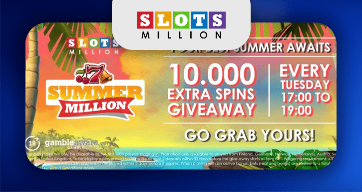 Gagnez des free spins avec Summer Million Giveaway de SlotsMillion